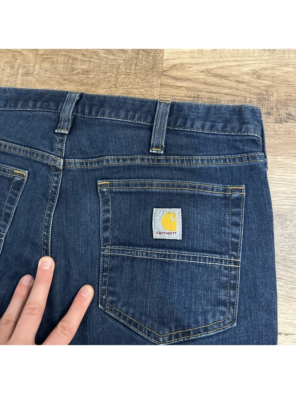 Carhartt 34x32 Men’s Dark Wash Blue Denim Jeans Straight Leg Regular 5-Pocket